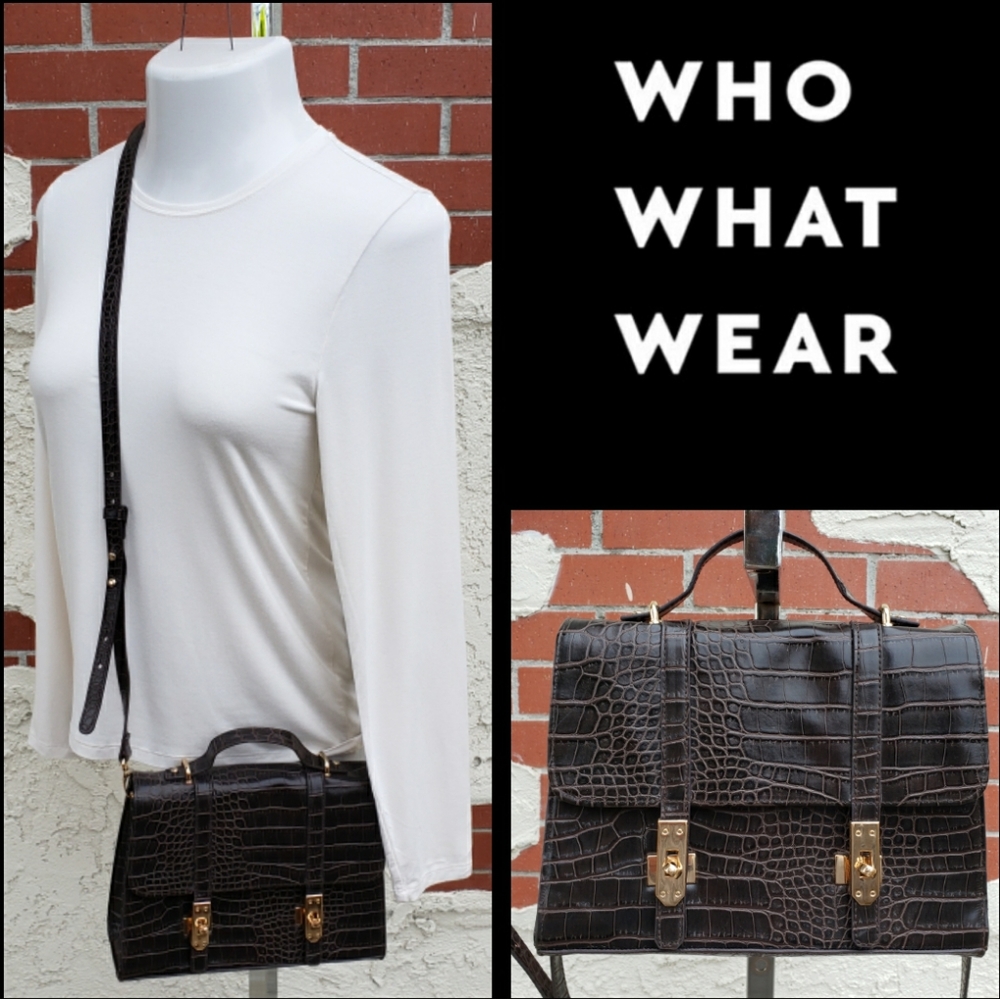 WhoWhatWear faux alligator crossbody purse satchel